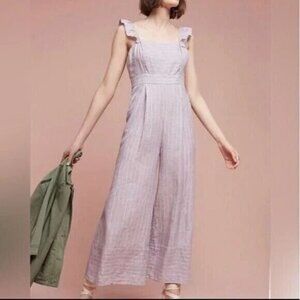 Anthropologie Elevenses Linen Wide Leg Jumpsuit 4